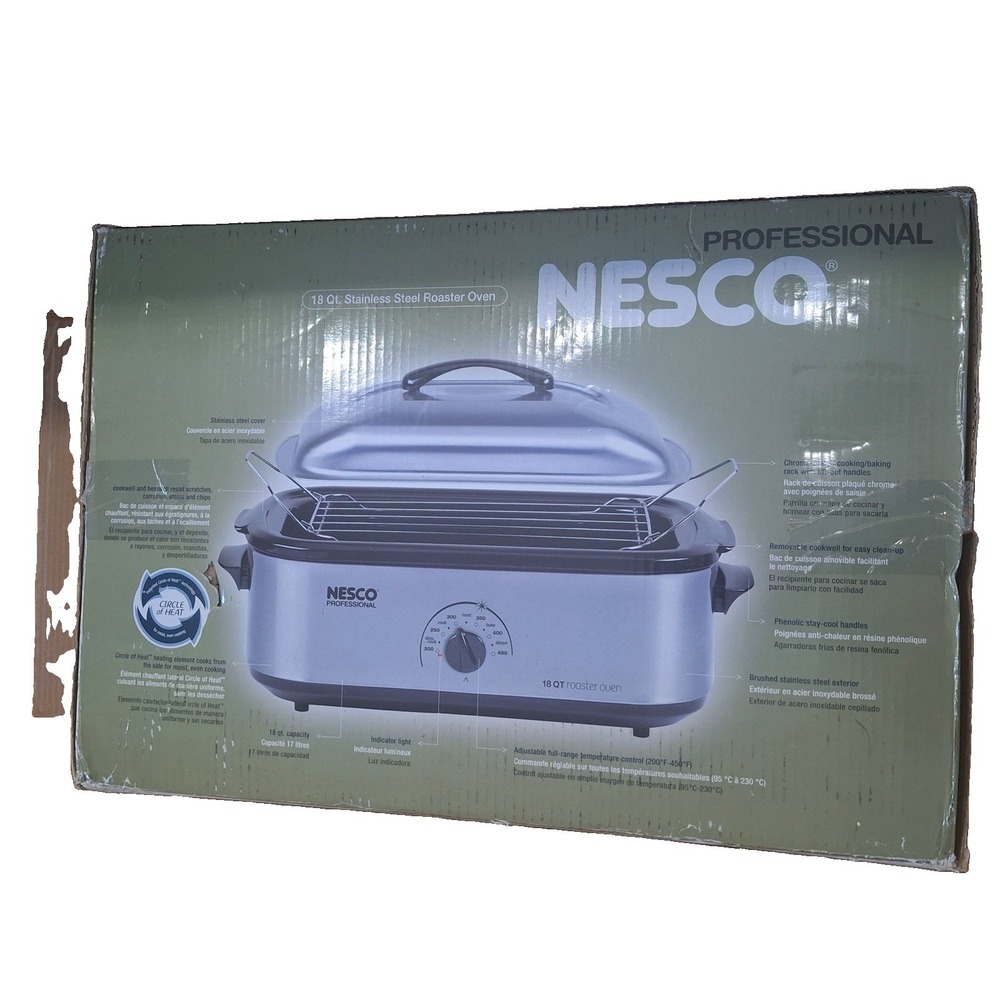NESCO Professional 18 Qt Stainless Steel Roaster Oven Barely Used w/ Box